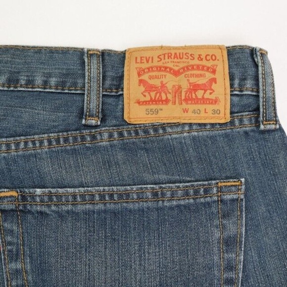 Levi 559 Jeans Mens 40x30 (Fits 42x30) Blue Relaxed Straight Fit - Picture 8 of 11